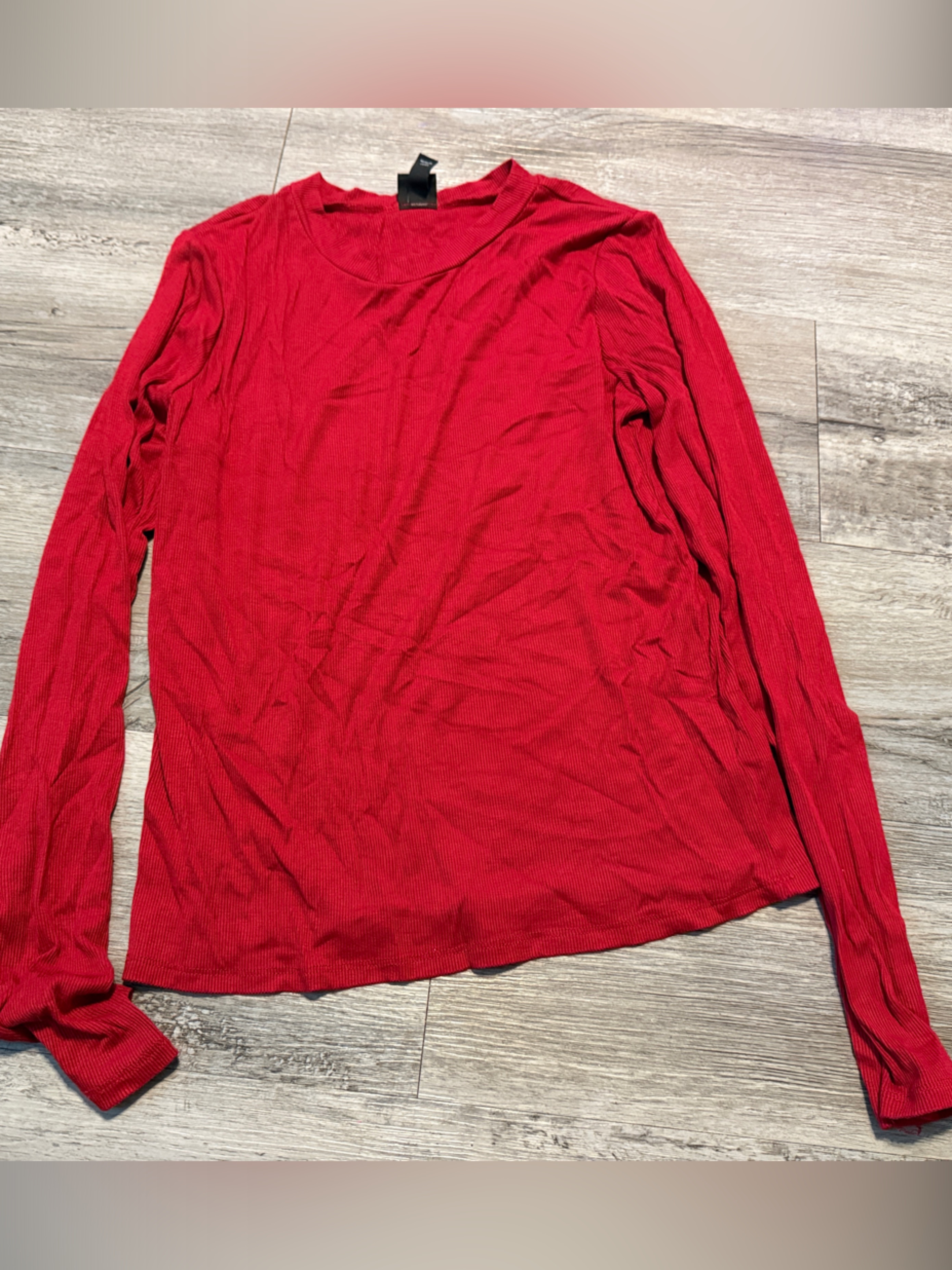 Art Class Bright Red Long Sleeve Ribbed Tee
